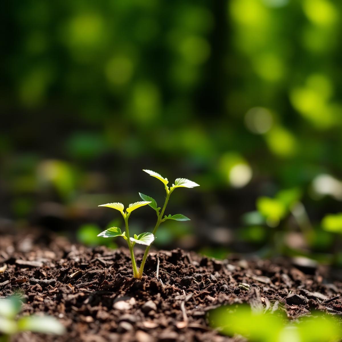 A young sapling growing from rich soil